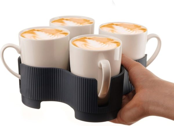 Reusable Drink Carrier 4 Cup - UK Made Drink Caddy Portable Mug Carrier - Sturdy RV Cup Organizer and Travel Coffee Tray - Spill Resistant - Perfect for Camping