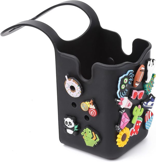 Stroller Silicone Cup Holder - Decorative, Versatile Storage, Fits wheelchairs, Luggage - Kitchen Large Capacity Organizer (Black)