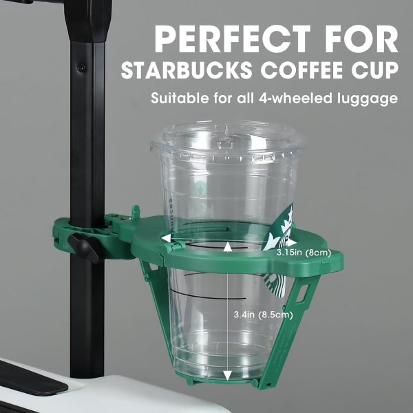Luggage Cup Holder for Suitcase, Universal Luggage Cup Holder for Coffee Mug and  Tumblers, Luggage Cup Caddy Gifts for Business, Flight Attendants, Travelers, Black - Image 2
