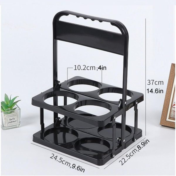 Portable Drink Carrier,Reusable Beer Bottle Coffee Cup Holder,Beer Bottle Drink Caddy for Delivery,4 Holes Cup Holders with Handle for Catering Restaurant Travel Car,Black - Image 2