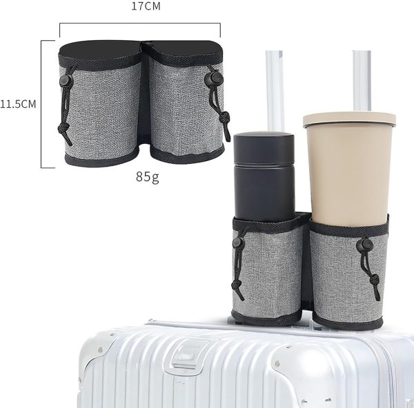 Travel Cup Holder, Foldable Luggage Cup Holder Portable Free Hand Drink Carrier Suitcase Beverage Caddy Luggage Handles for Flight Attendants Travelers (Blue) - Image 2