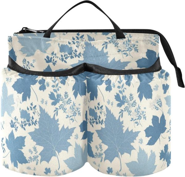 Cup Holder Travel Folding Blue Elegant Romantic Maple Leaf Coffe Holder Suitcase Two Cup Holder for Travelling Women Men de para mano