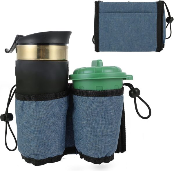 Travel Cup Holder, Foldable Luggage Cup Holder Portable Free Hand Drink Carrier Suitcase Beverage Caddy Luggage Handles for Flight Attendants Travelers (Blue)