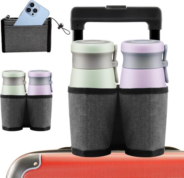 Luggage Cup Holder, Free Hand Luggage Cup Holder for Suitcases Luggage Travel Cup Holder Essential Luggage Accessories Gift for Travelers Flight Attendants (Grey)